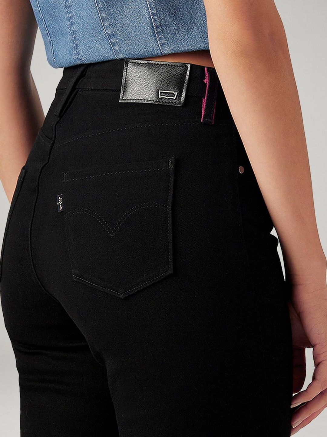 724 Black Slim Straight Fit High Rise Redloop Jeans