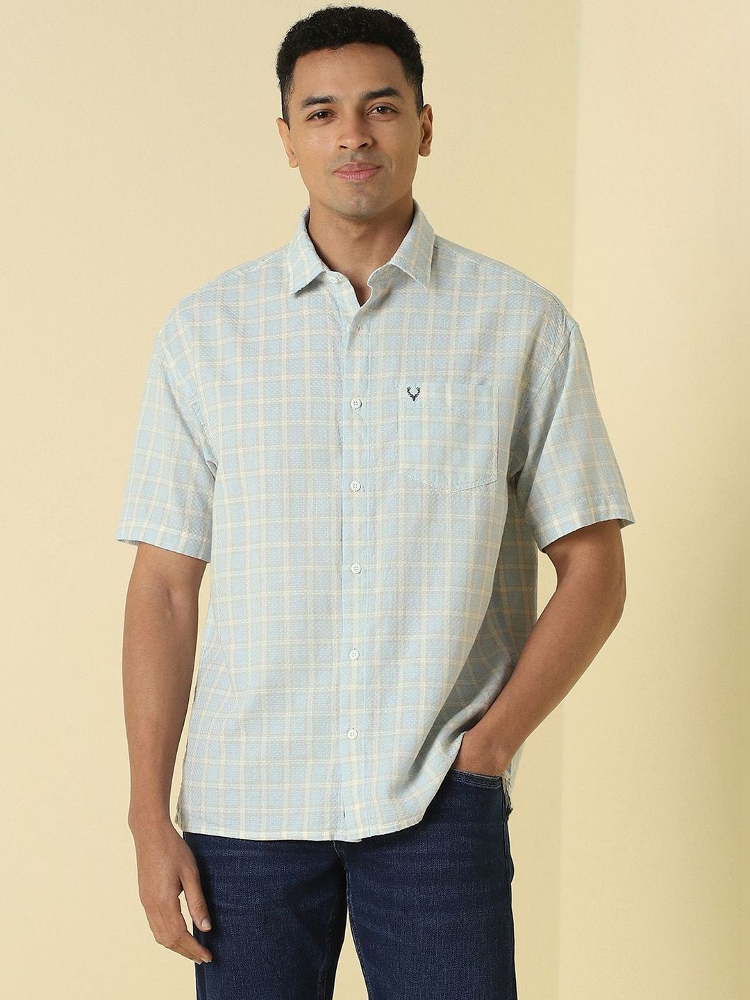 Casual Shirt Allen Solly Men Windowpane Checks Checked Casual Shirt