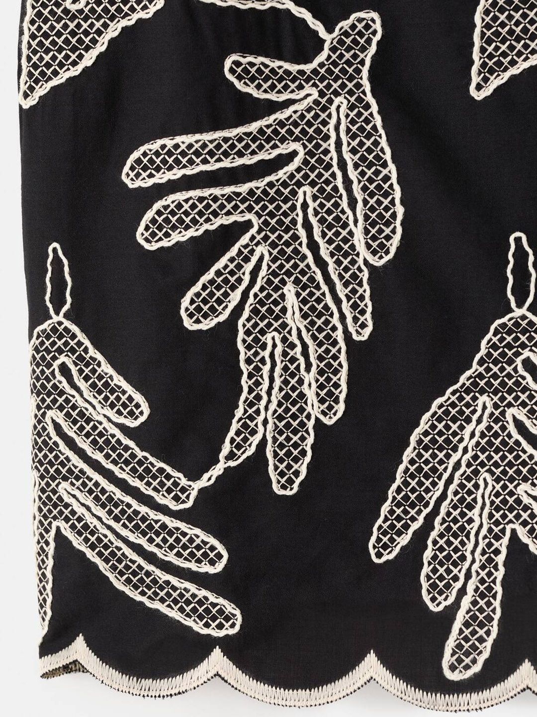 Mid-Rise Floral Embroidered Above Knee Length Shorts