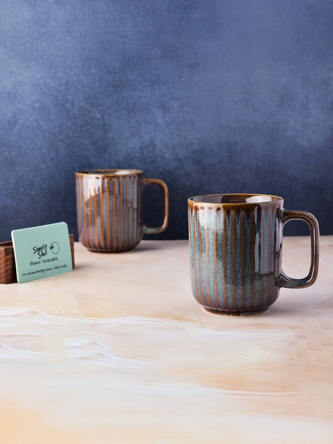 Simply Soho Brown Crafted Ceramics Textured Ceramic Glossy Cups Set of Cups and Mugs