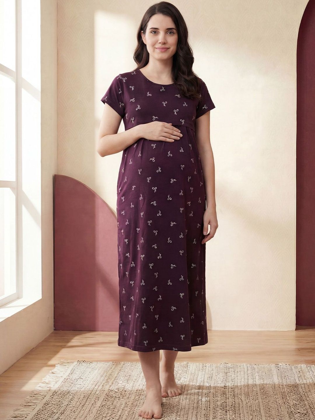 Secret Wish Secret Wish Maternity Hosiery Printed Nightdress