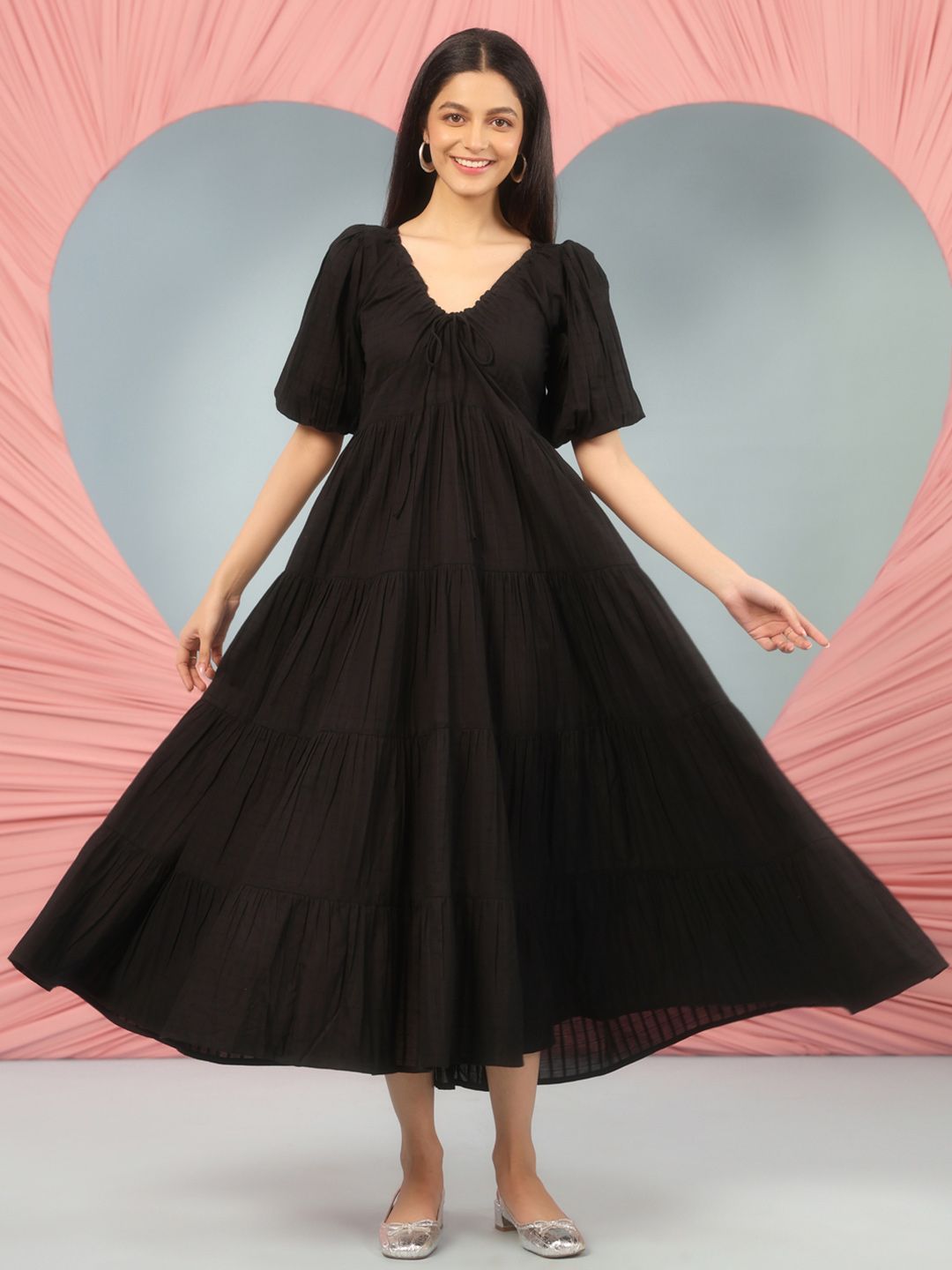 anayna Cotton Fit & Flared Maxi Ethnic Dresses