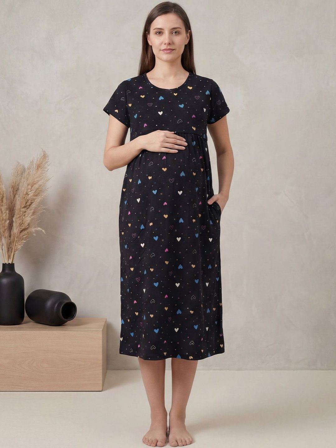 Secret Wish Secret Wish Maternity Hosiery Printed Nightdress