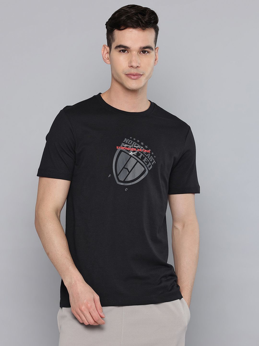 Reebok Typography Printed Pure Cotton T-shirt