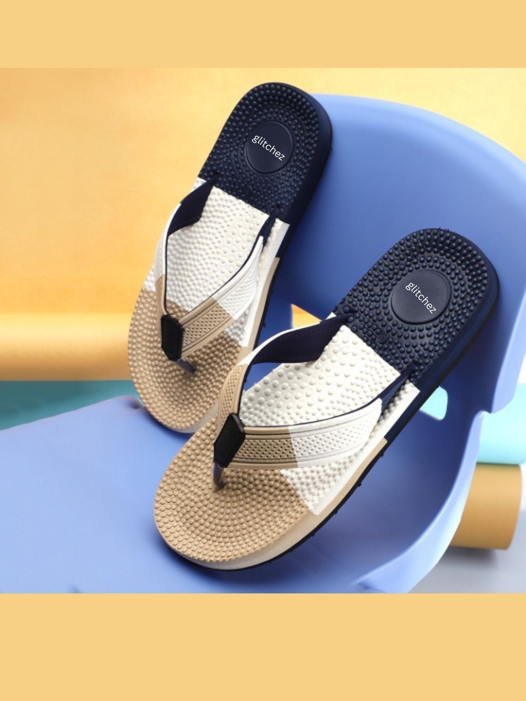 glitchez Men Colourblocked Thong Flip-Flops