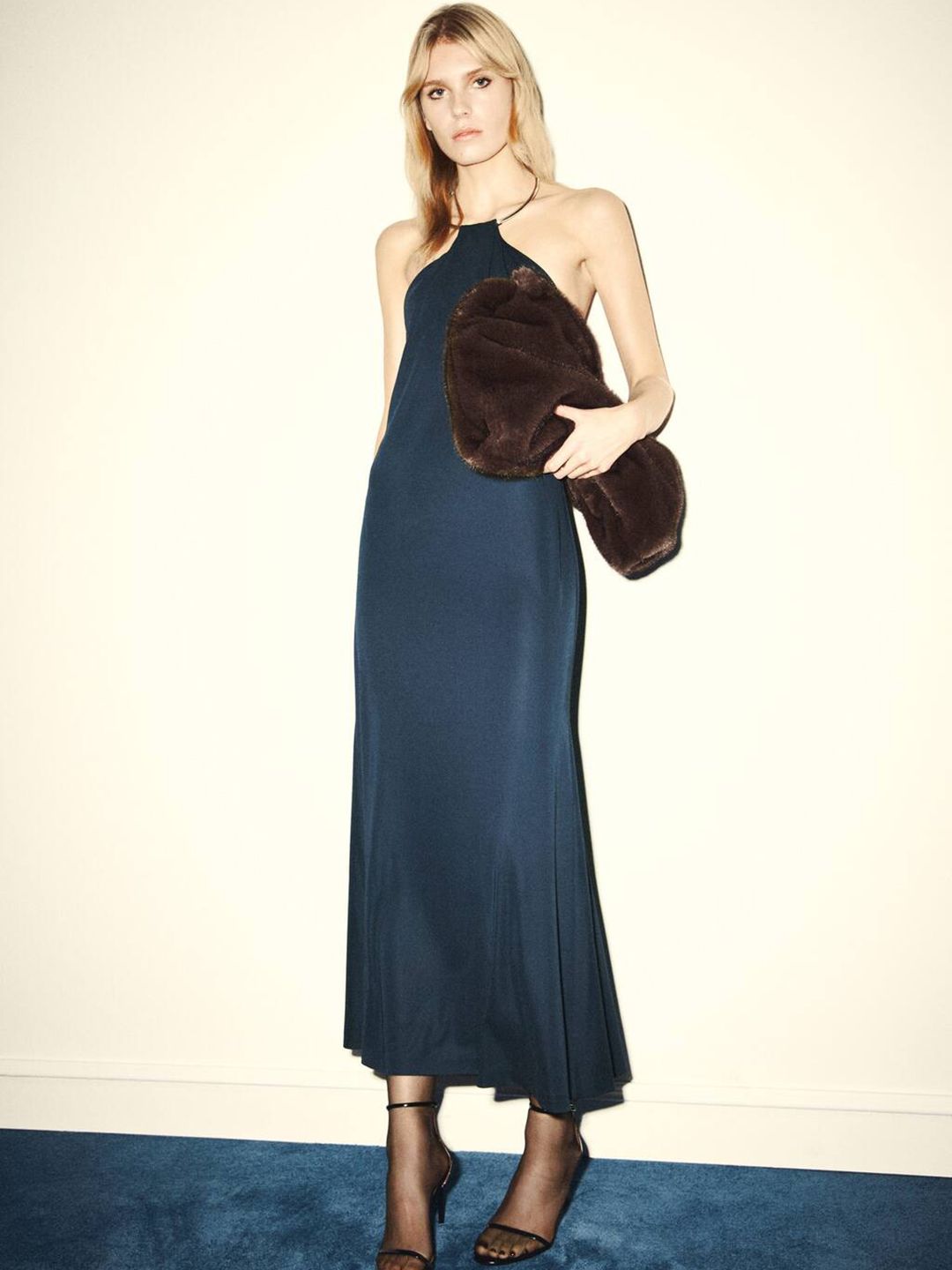 Halter Neck A-Line Midi Dress