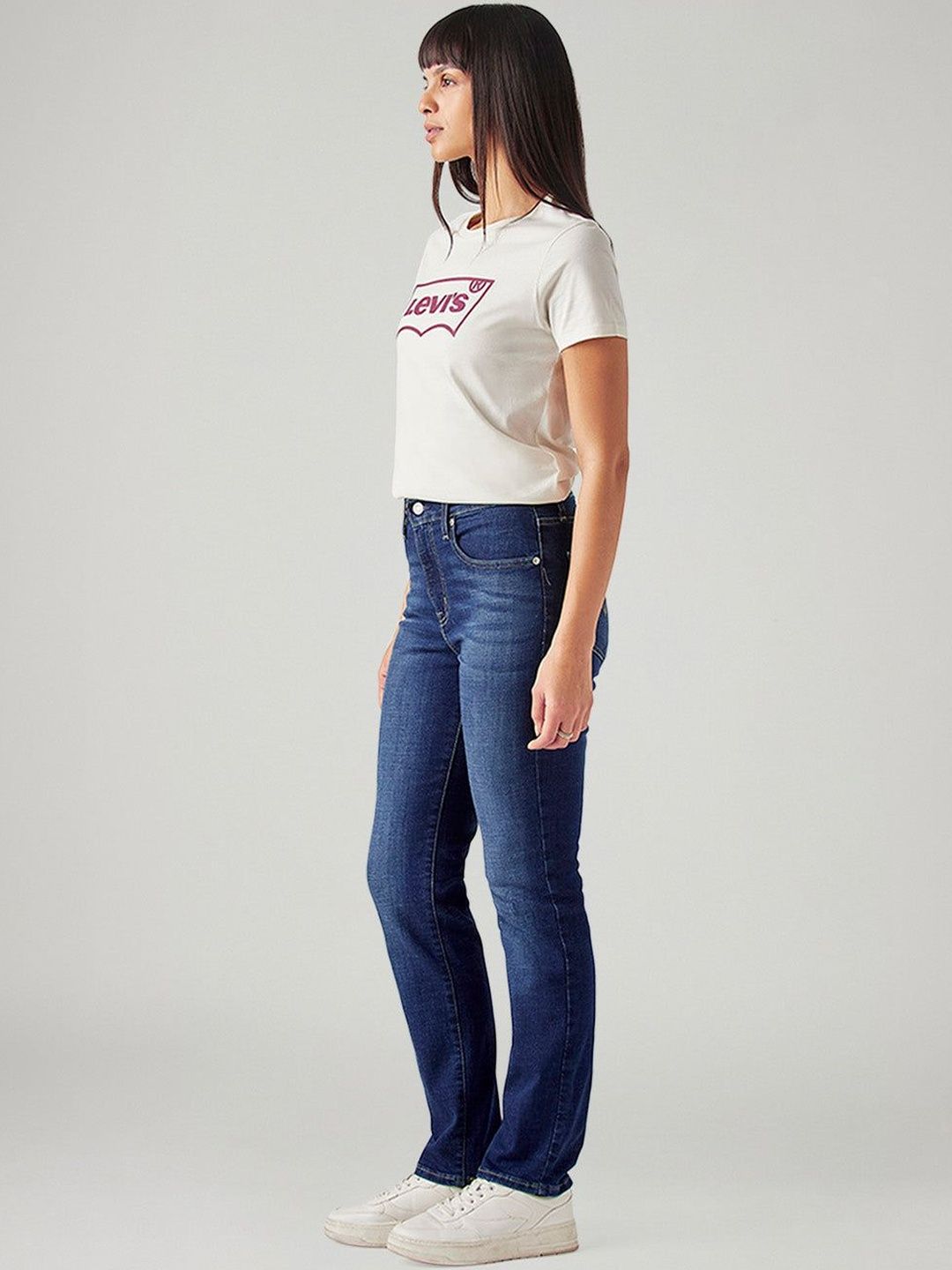 724 Dark-Blue Slim Straight Fit High Rise Jeans