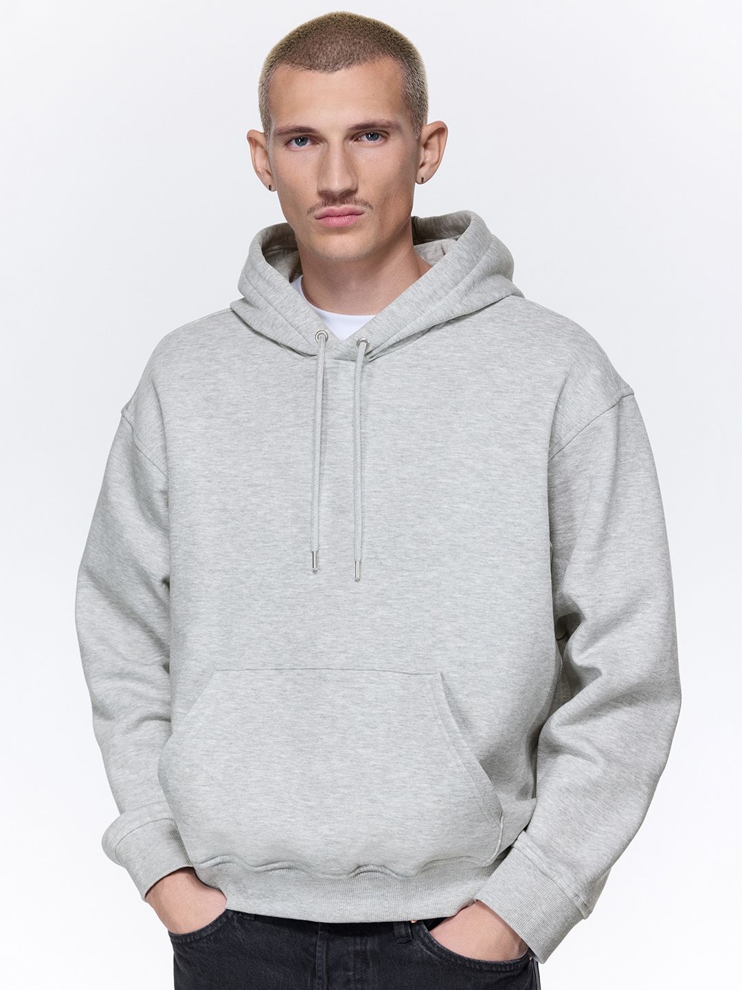 H&M Men Grey Relaxed Fit Hoodie