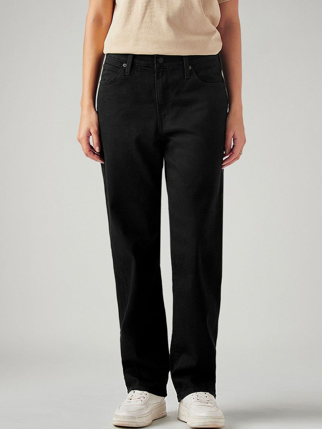 94 Black Baggy Fit Mid Rise Jeans