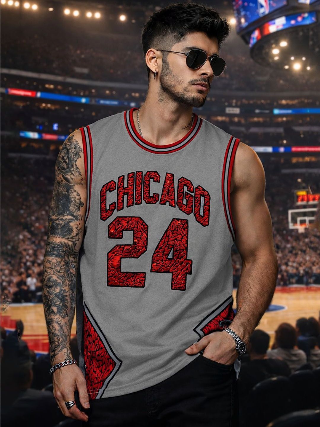 Force Printed Cotton Blend Gym Vest
