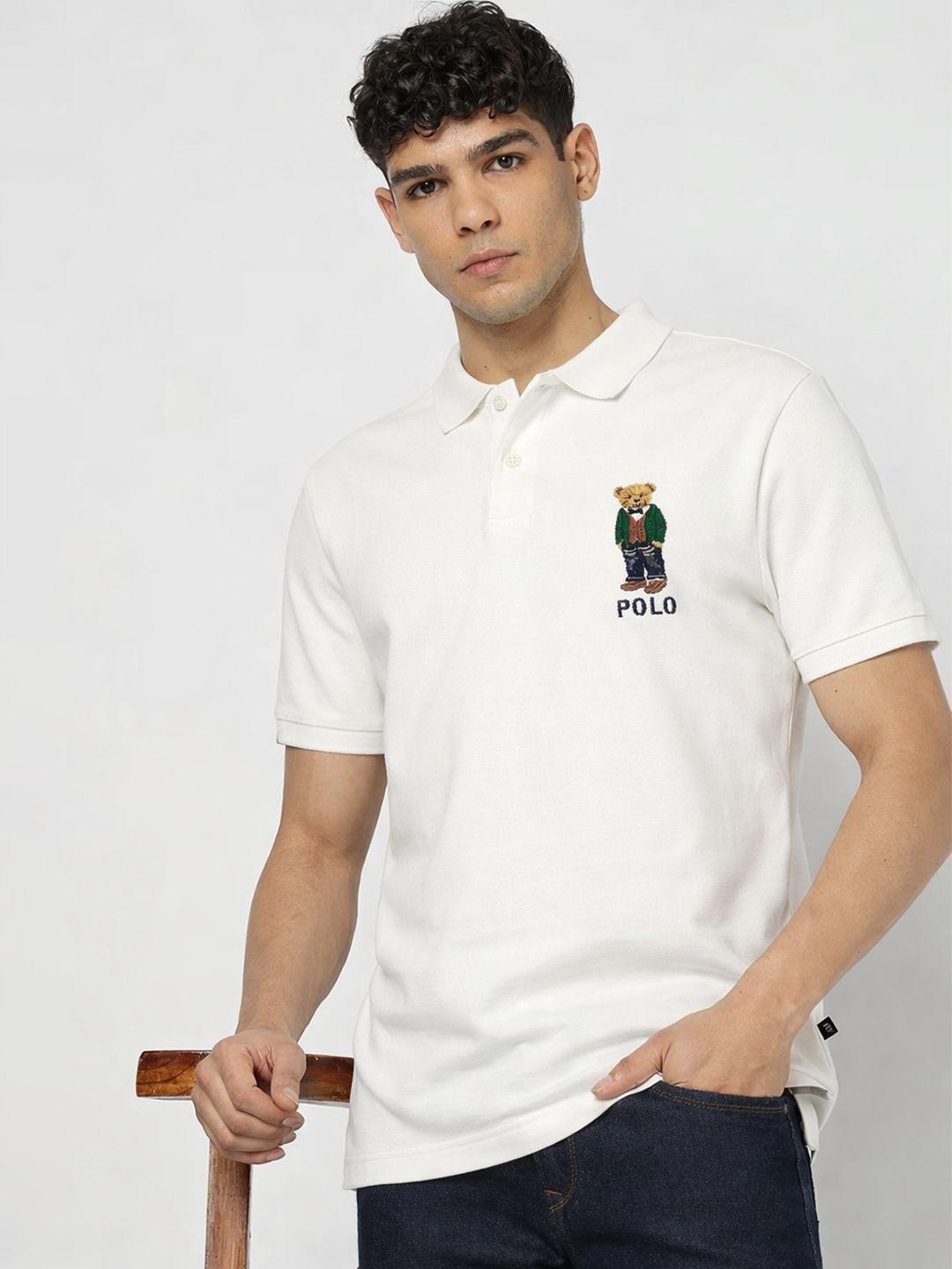 COMBRAIDED Men Printed Polo Collar T-shirt