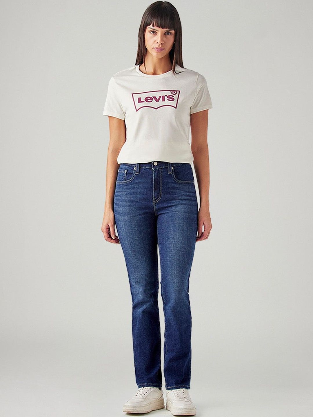 724 Dark-Blue Slim Straight Fit High Rise Jeans