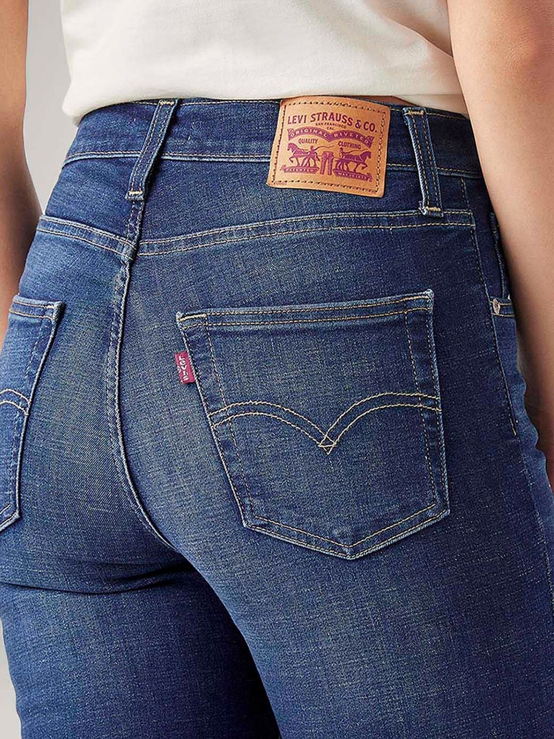 724 Dark-Blue Slim Straight Fit High Rise Jeans