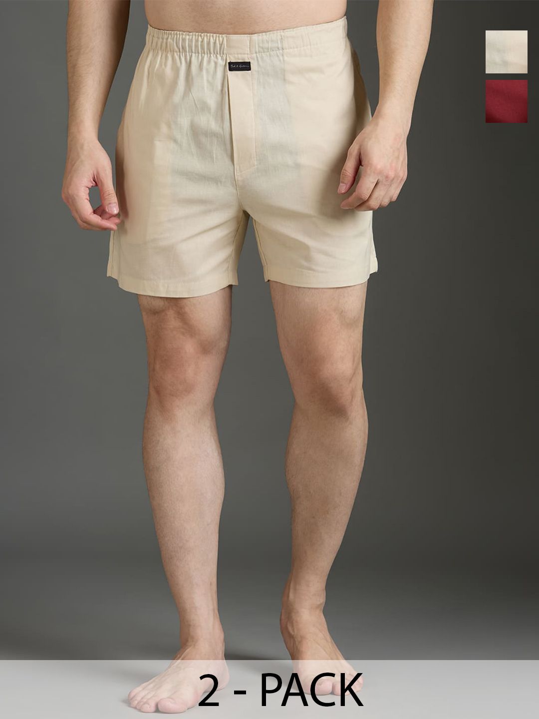 Mast & Harbour Pack Of 2 Men Printed Pure Cotton Mid-Rise Boxer