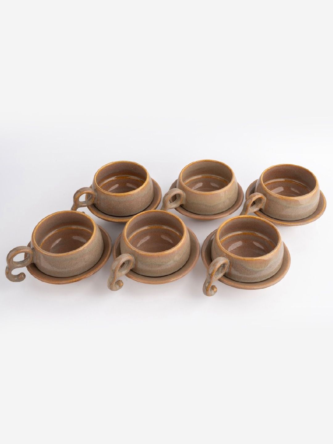Simply Soho Brown Textured Ceramic Glossy Cups Set of Cups and Mugs