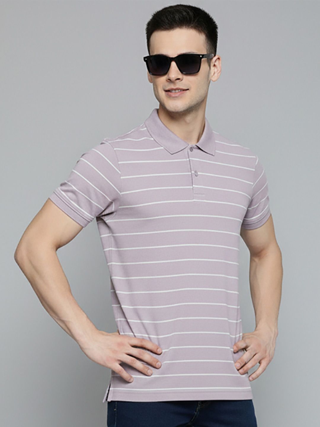 OGEN Men Striped Polo Collar T-shirt