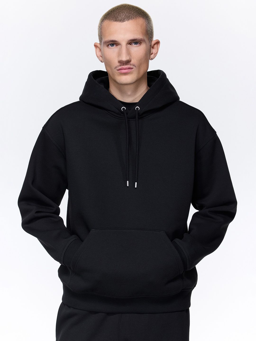 H&M Men Black Relaxed Fit Hoodie