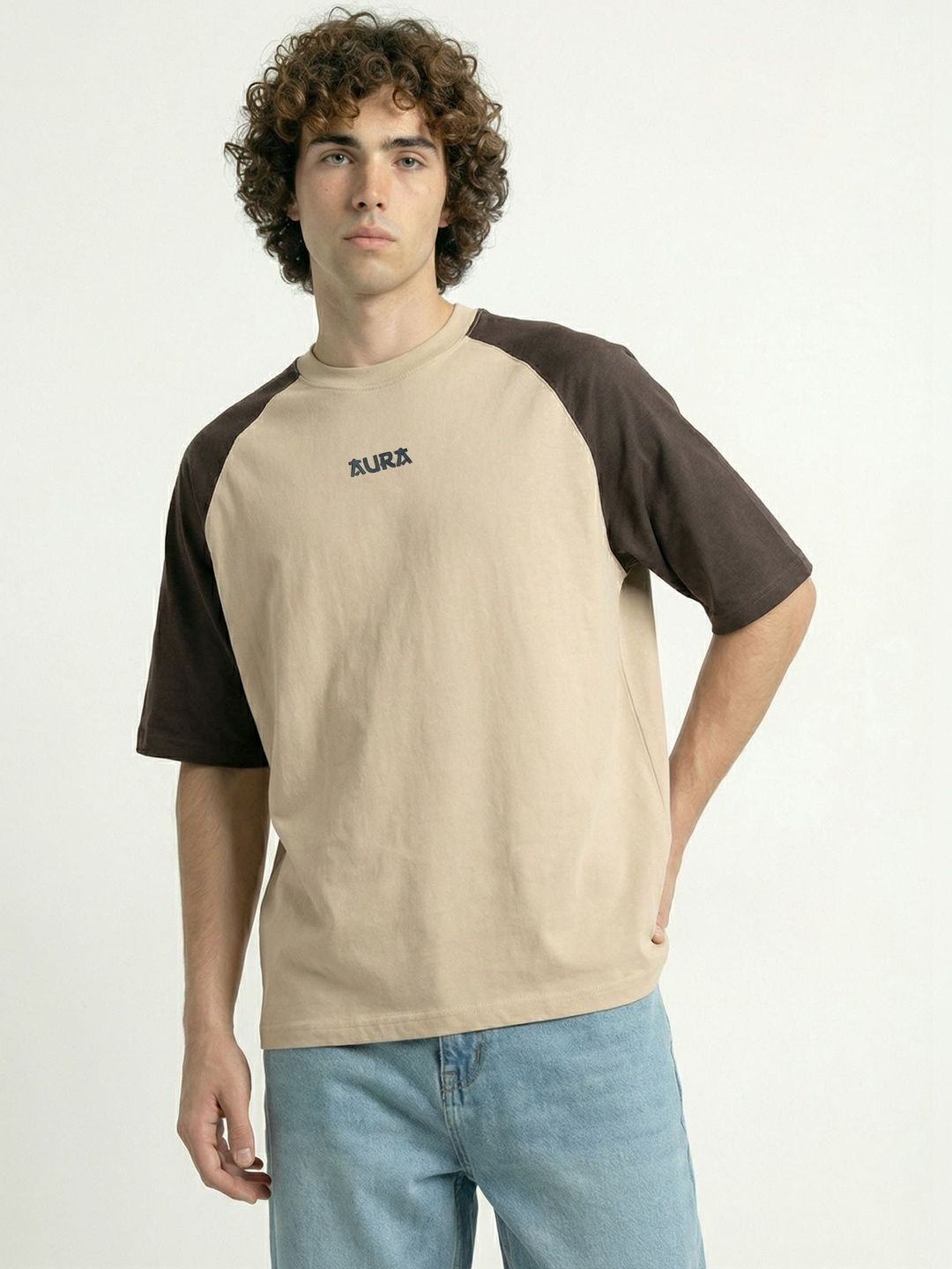 glitchez Men Typography Colourblocked T-shirt