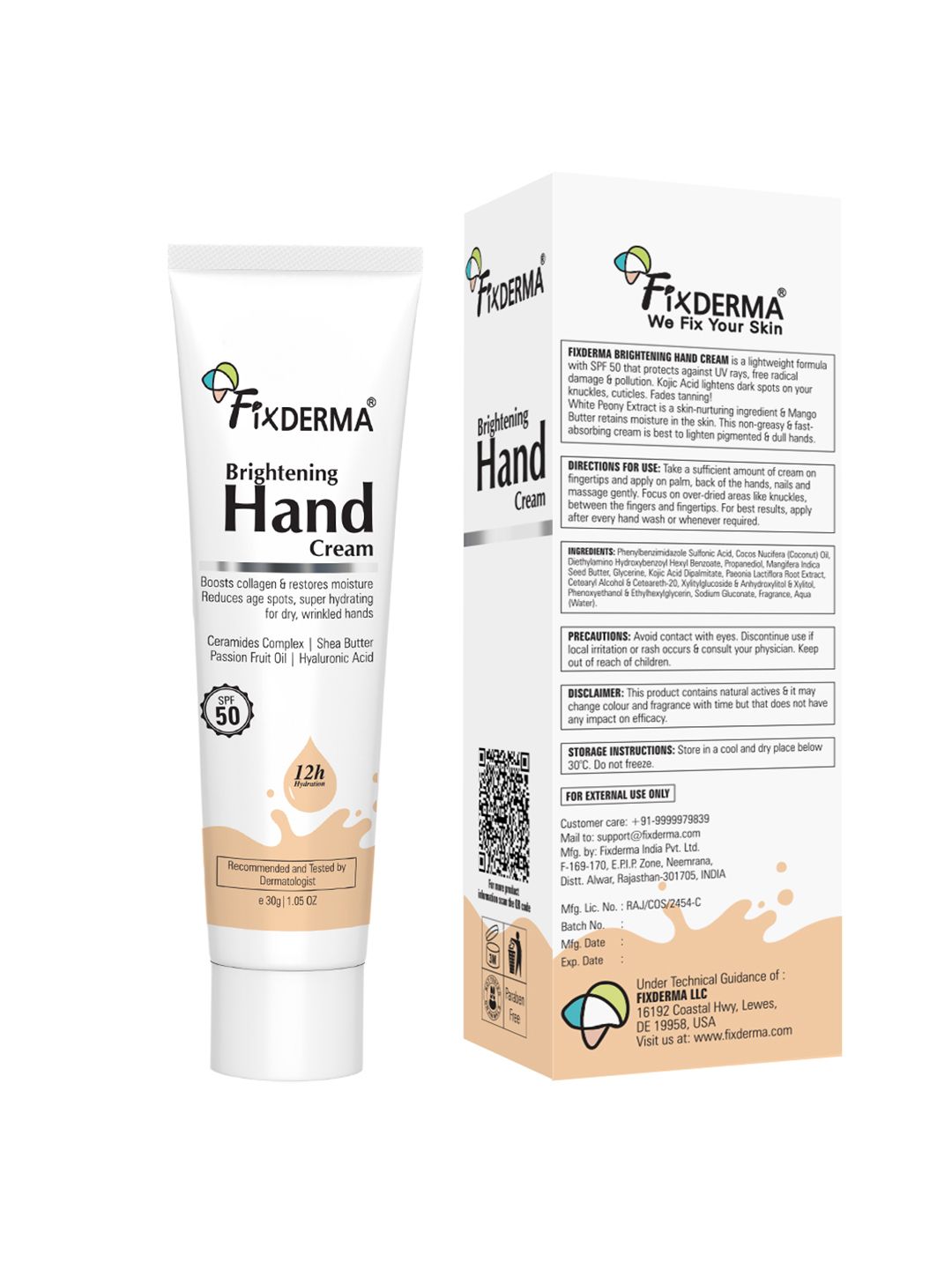 Buy FIXDERMA Brightening Hand Cream With Kojic Acid - 30g - Hand