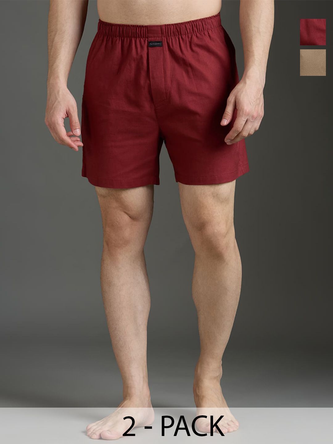 Mast & Harbour Men Pack Of 2 Pure Cotton Mid-Rise Boxer