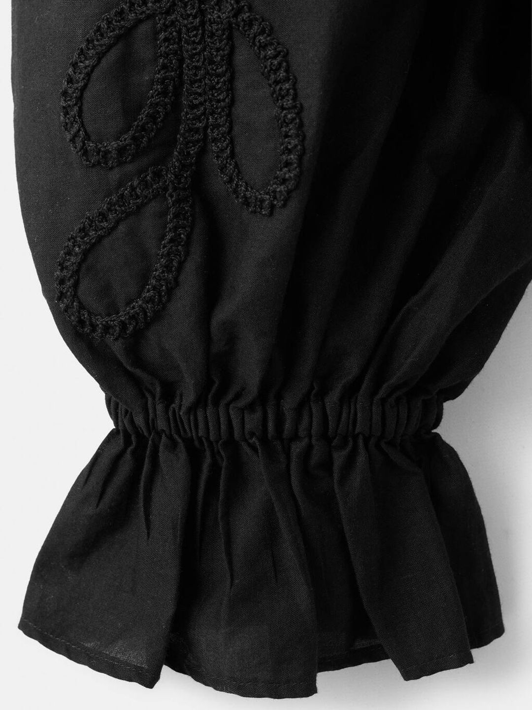Floral Embroidered Cotton Peplum Crop Top