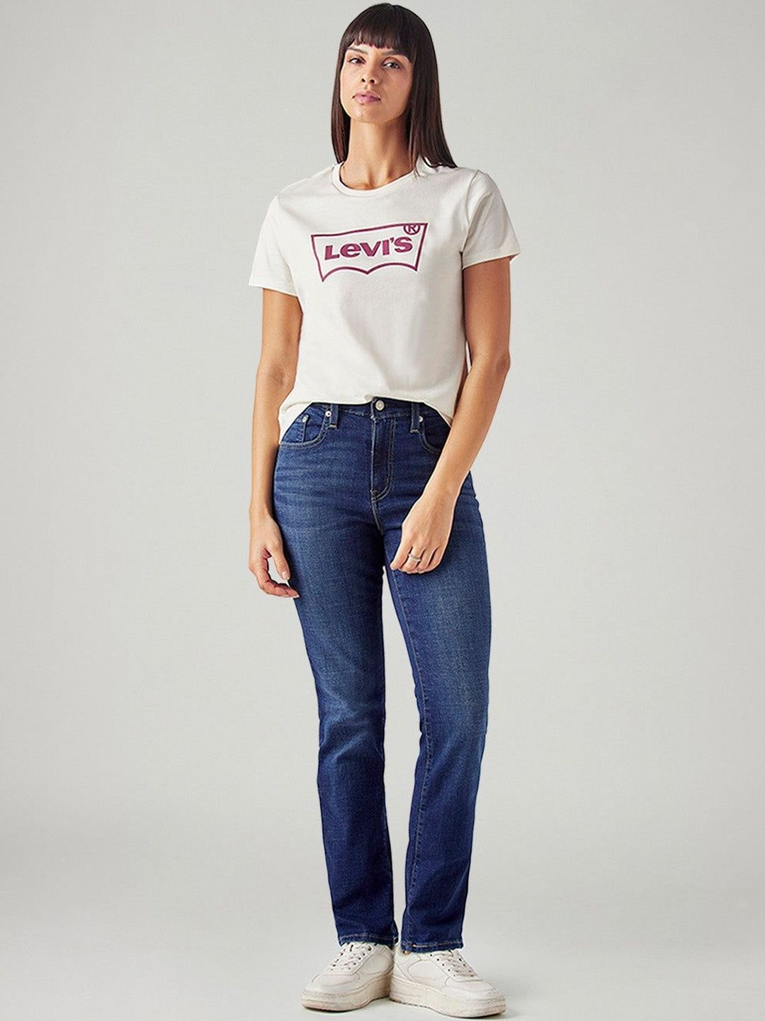 724 Dark-Blue Slim Straight Fit High Rise Jeans