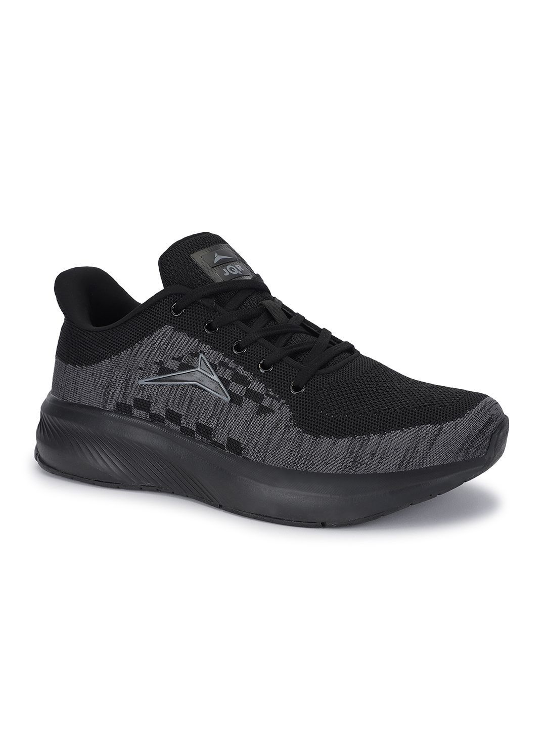 JQR Men Black Mesh Lace-Up Running Shoes