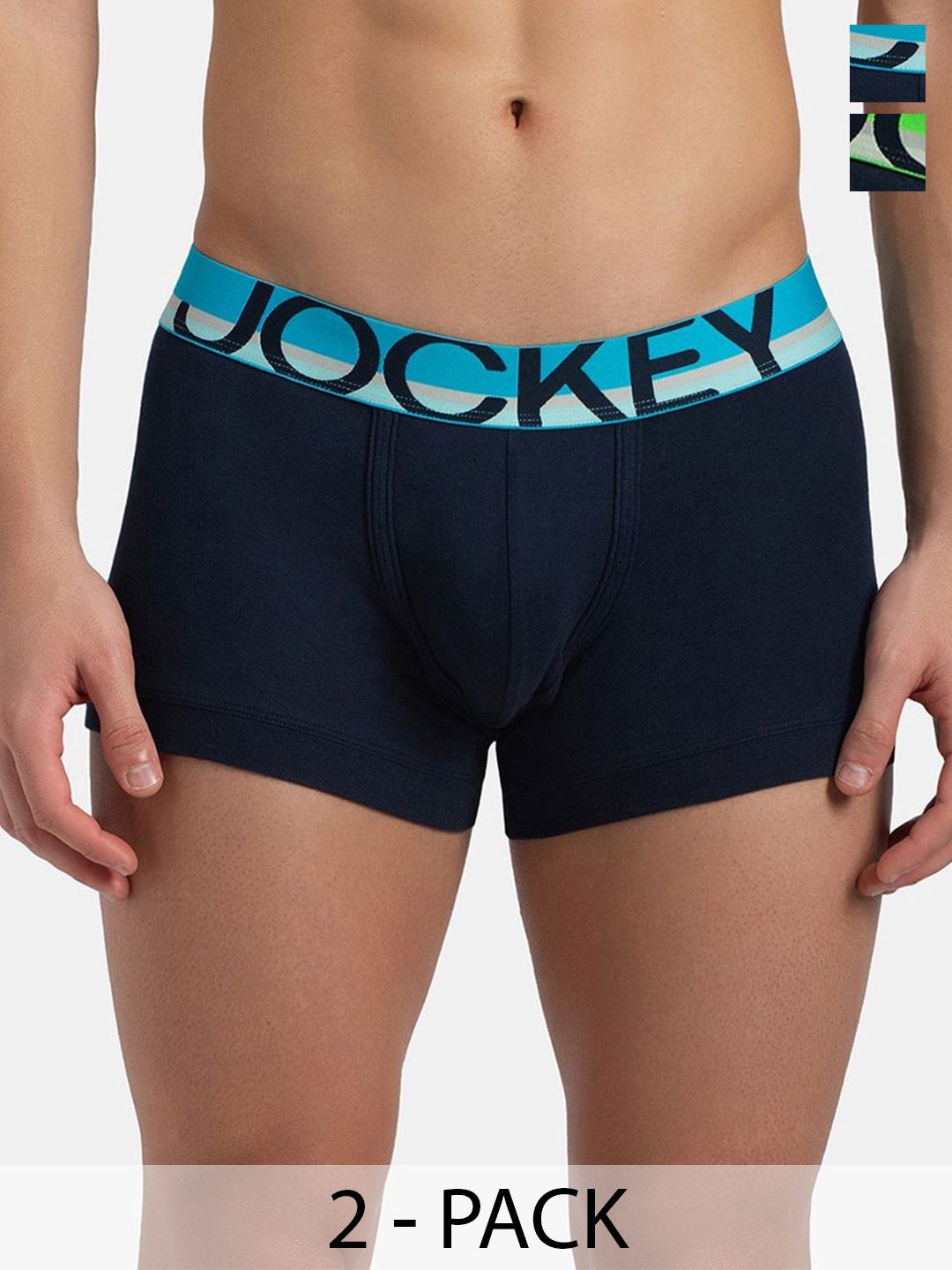 Jockey Pack of 2 Super Combed Cotton Rib Solid Trunk With Ultrasoft Waistband - FP03