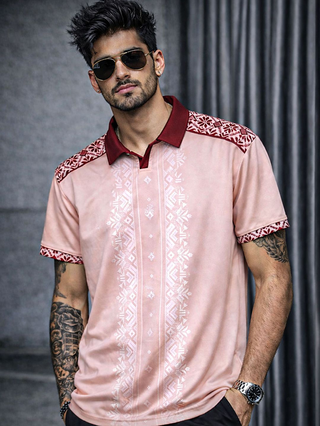 Force Men Printed Polo Collar T-shirt