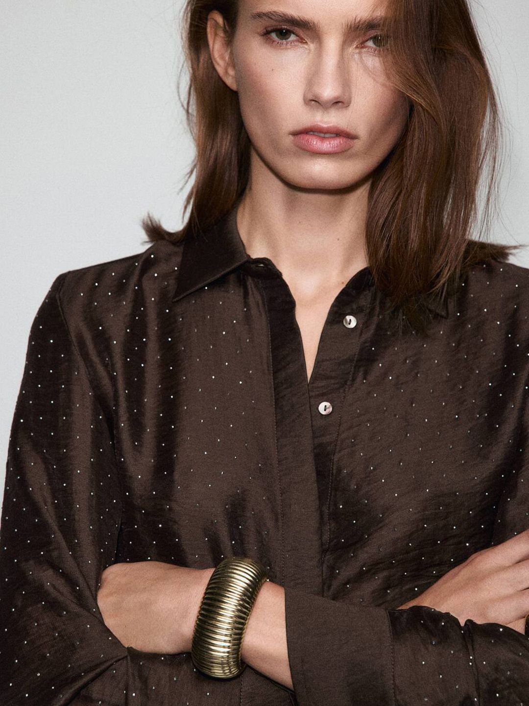 Rhinestone Embellished Casual Shirt