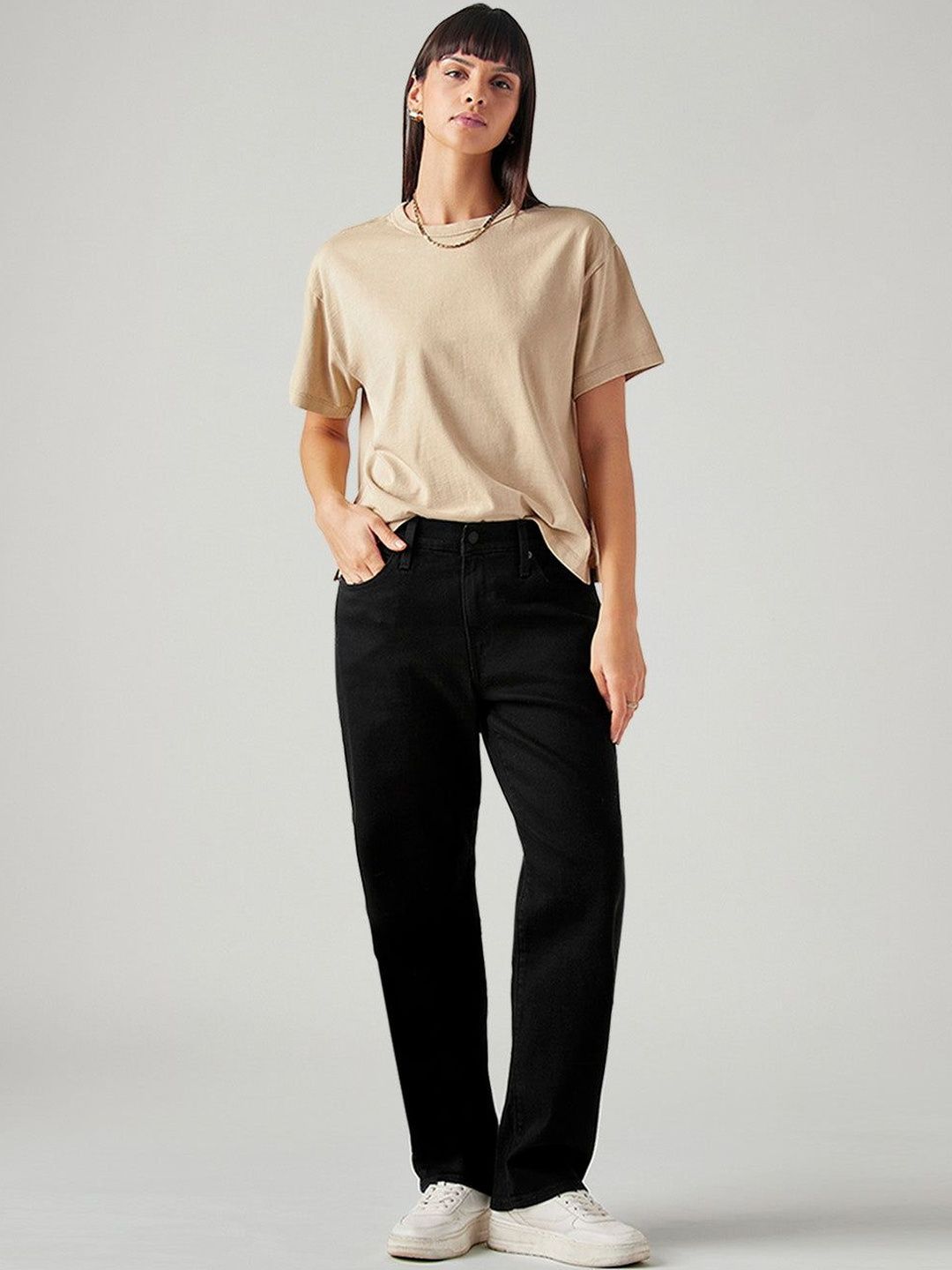 94 Black Baggy Fit Mid Rise Jeans