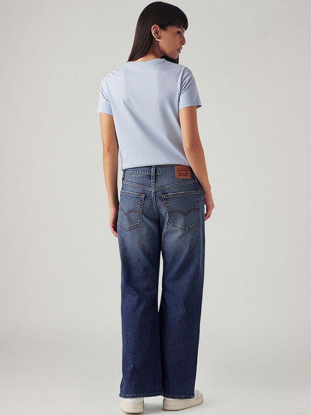 Blue Loose Bootcut Fit Mid Rise Jeans
