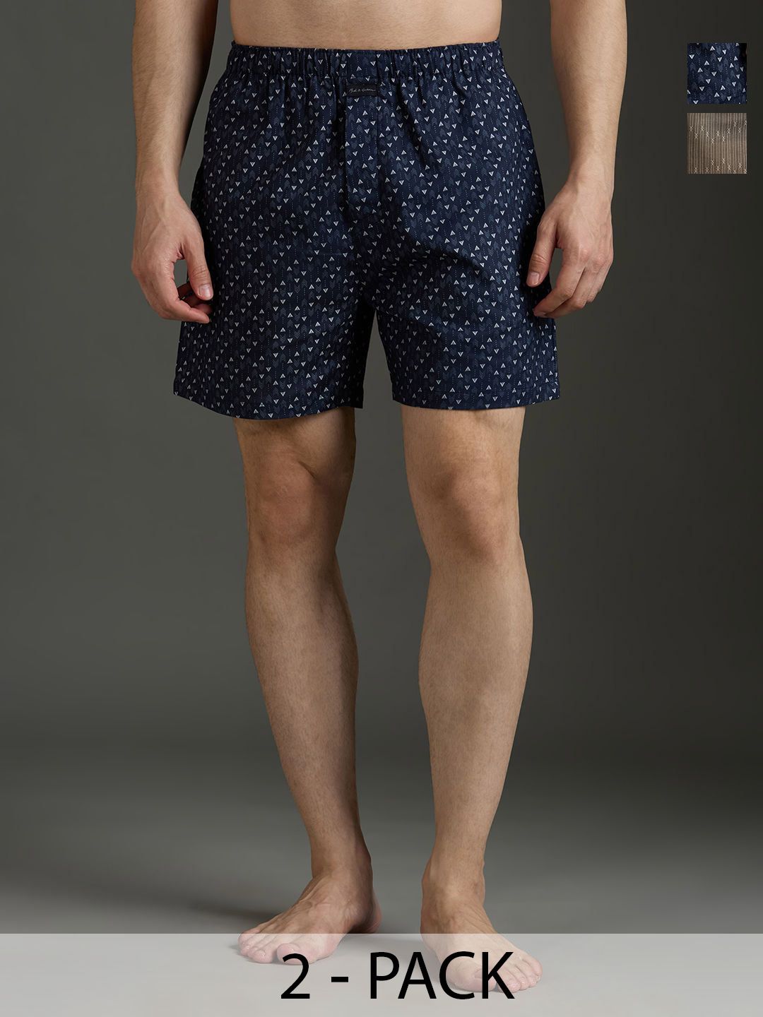 Mast & Harbour Pack Of 2 Men Printed Pure Cotton Mid-Rise Boxer