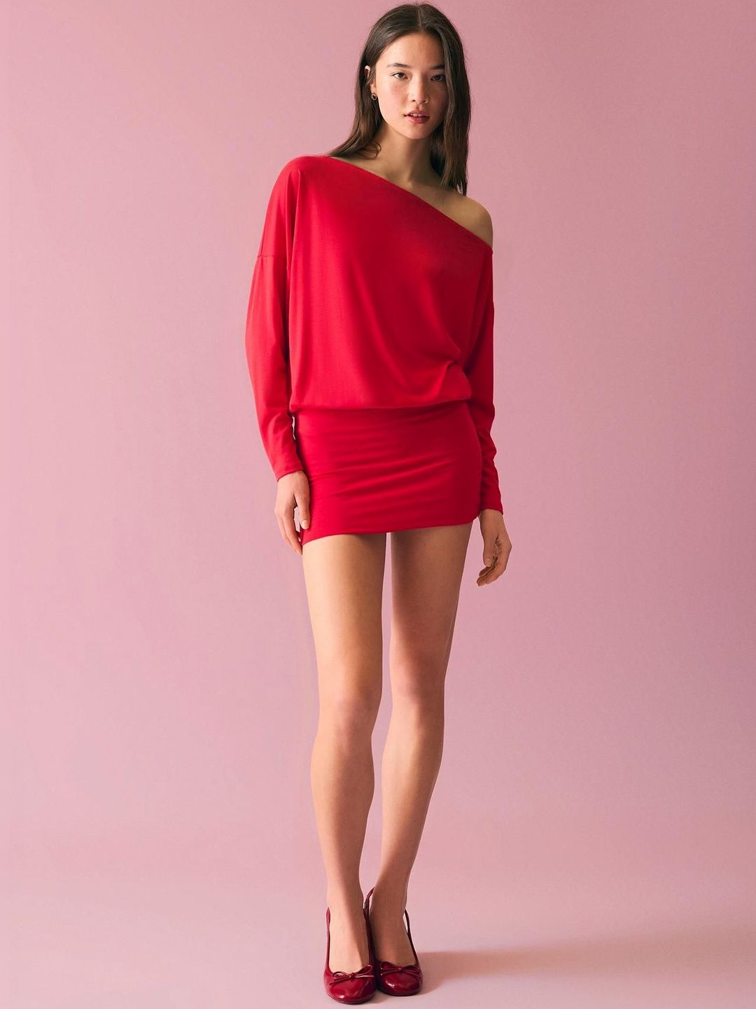 Long sleeve fitted skirt mini dress