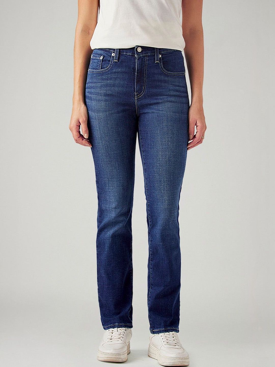 724 Dark-Blue Slim Straight Fit High Rise Jeans