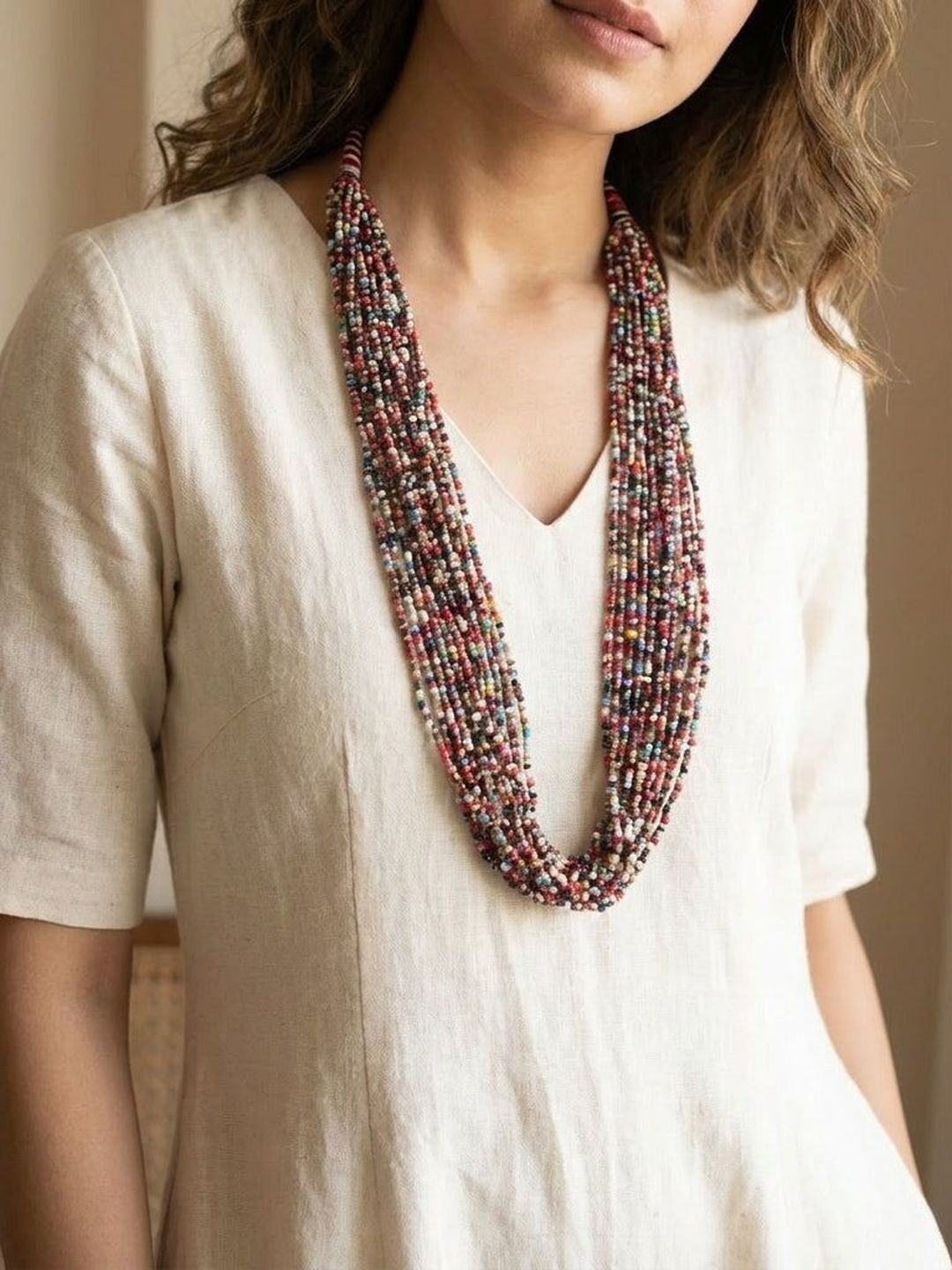 A Local Tribe Women Multi-Color Beads Layered Necklace