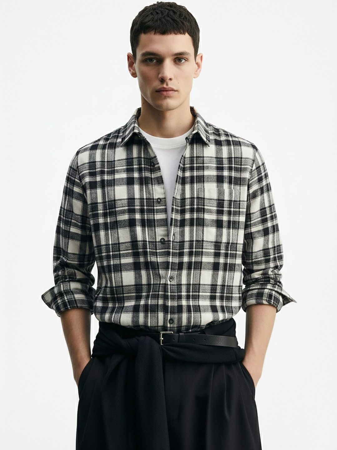 MISCHIEF MONKEY Men Classic Tartan Checks Checked Casual Shirt