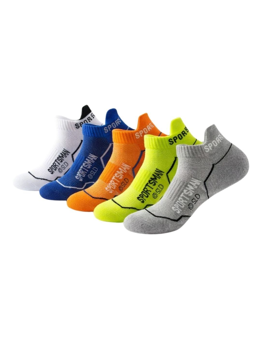 iSWEVEN Unisex Pack of 5 Cotton Blend Colourblocked Ankle Length Socks