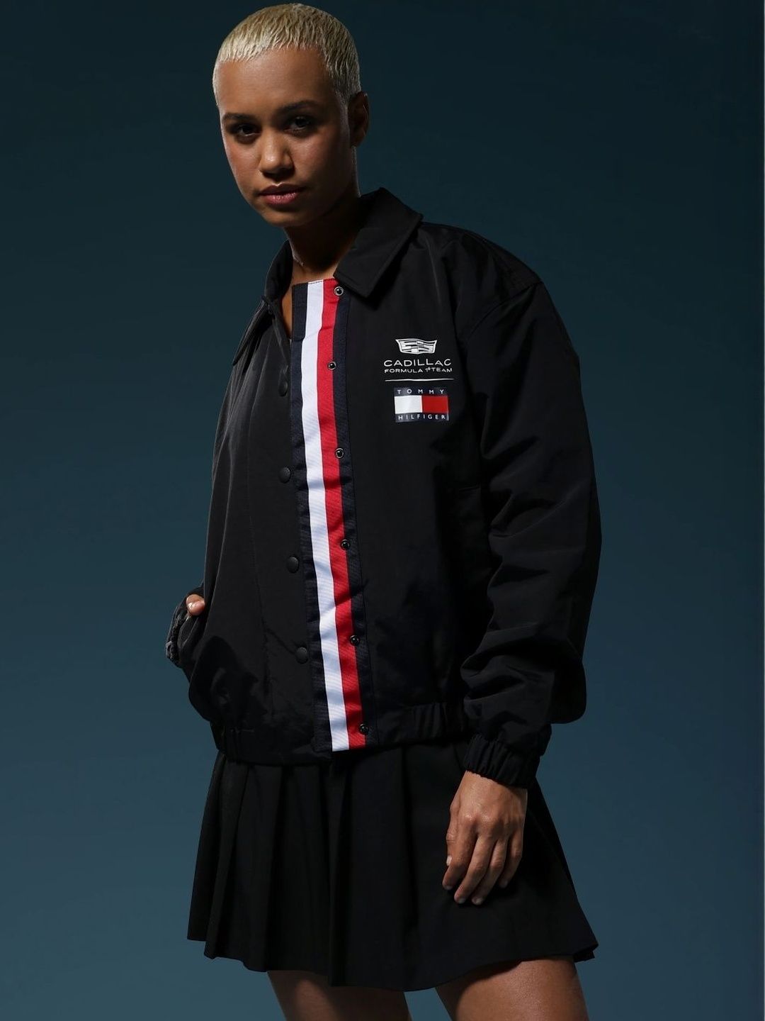 Buy F1 Cadillac Regular Fit Nylon Spread Collar Bomber Jacket