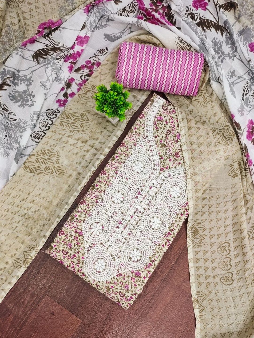 Panzora Printed Pure Cotton Unstitched Dress Material