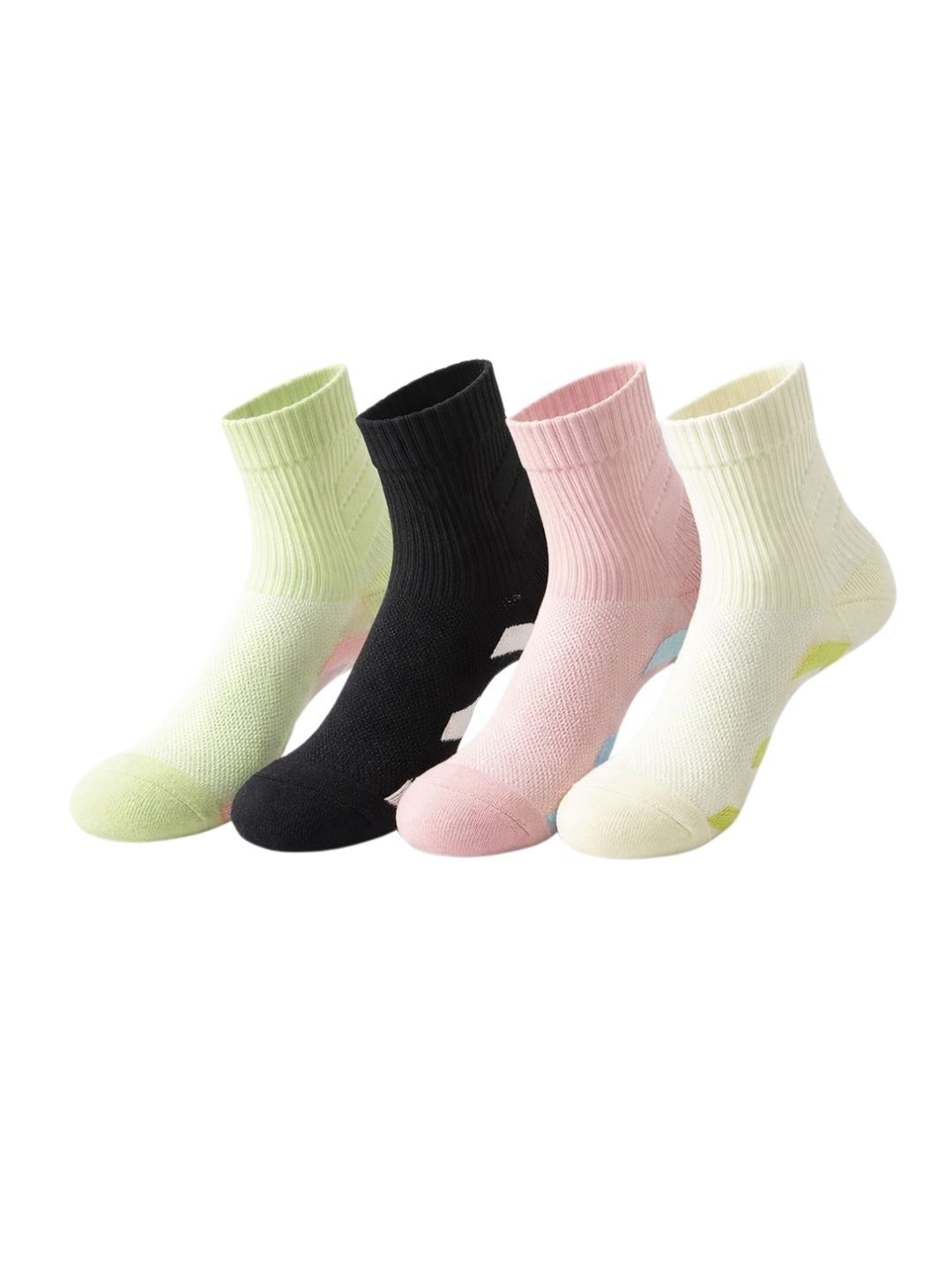 iSWEVEN Unisex Pack of 4 Cotton Blend Patterned Above Ankle Socks