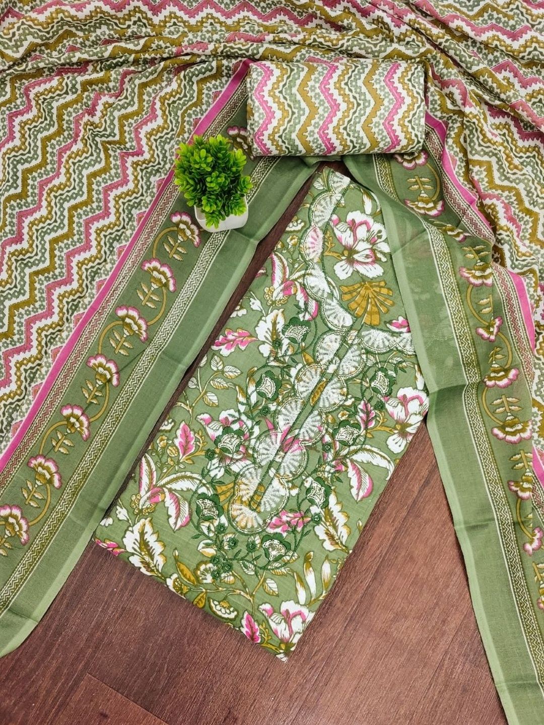 KALINI Printed Pure Cotton Unstitched Dress Material