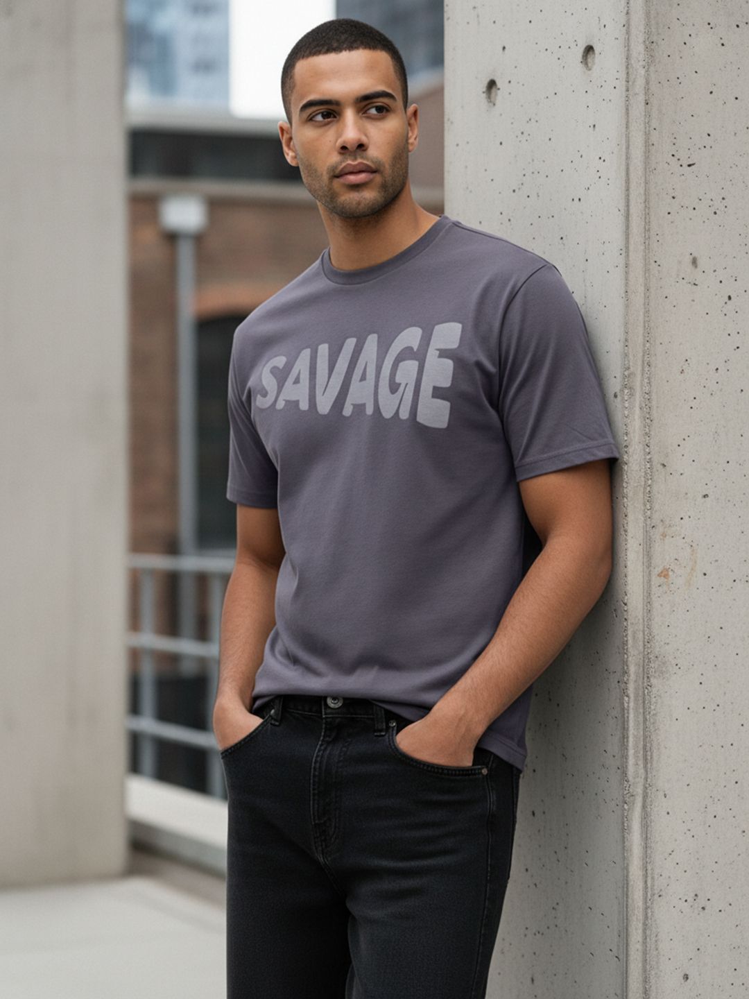 The Roadster Life Co. Typography Print Pure Cotton Relaxed Fit T-shirt