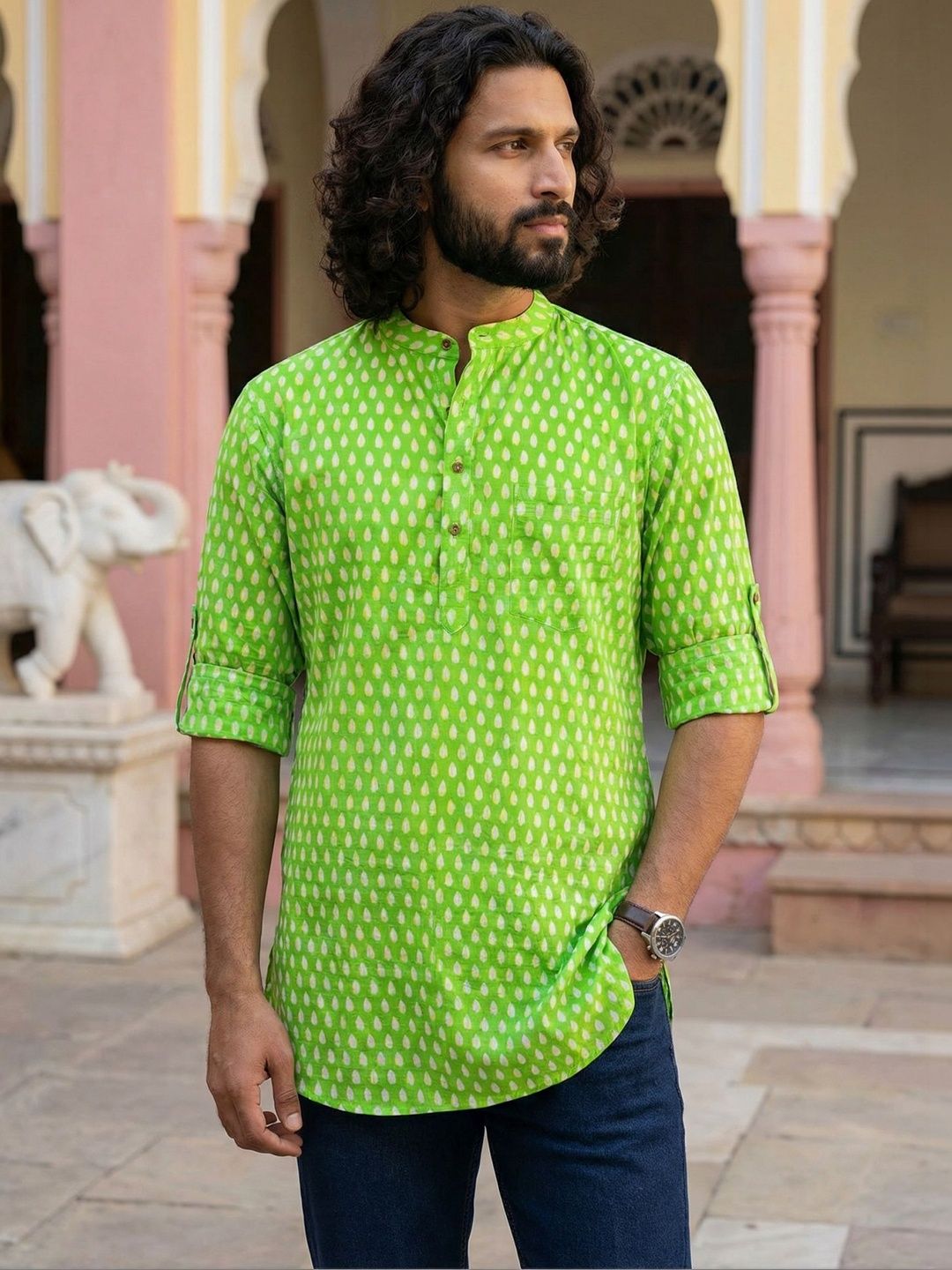 Anouk Mirage Men Polka Dot Printed Kurta