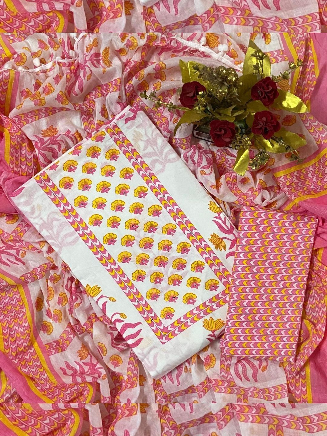 EJS Printed Pure Cotton Unstitched Dress Material