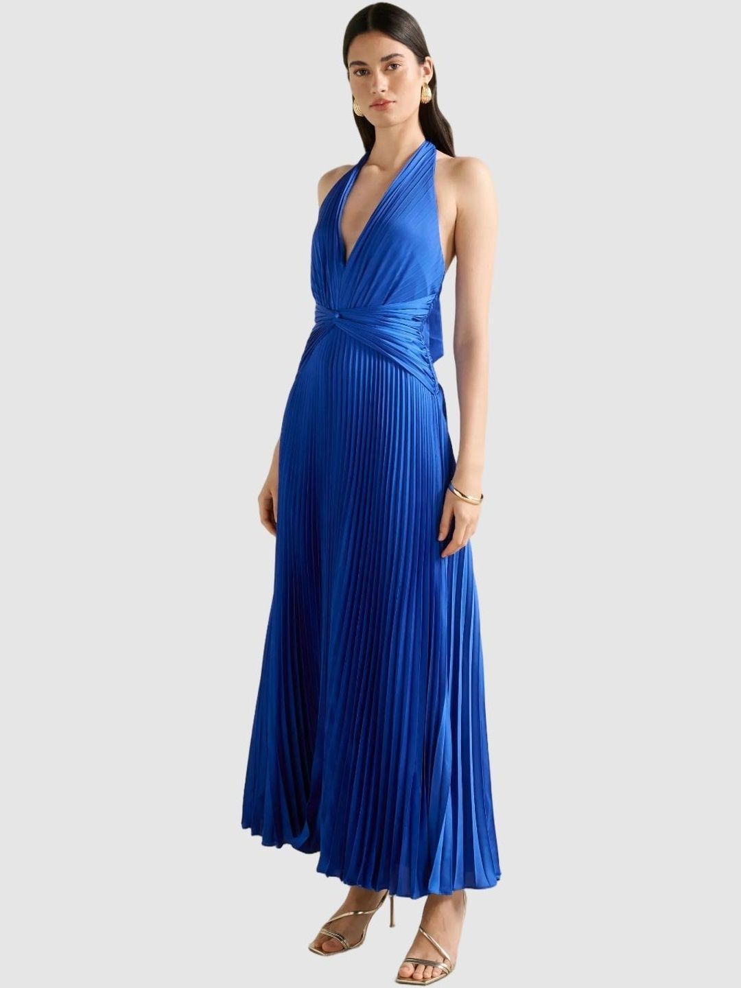 Halter Neck Fit & Flare Maxi Dress