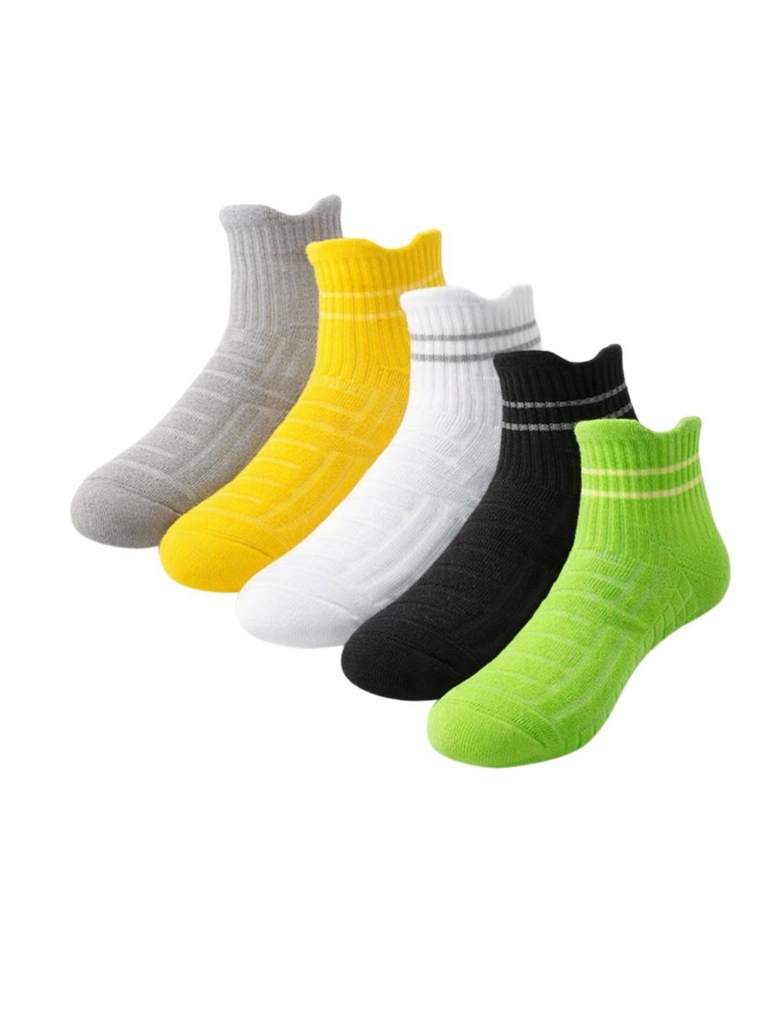 iSWEVEN Unisex Pack of 5 Cotton Blend Patterned Above Ankle Socks