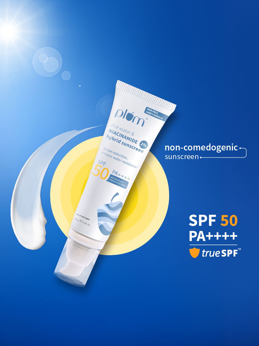 Plum Plum 2% Niacinamide Sunscreen SPF 50 PA+++ With Rice Water- 80 g