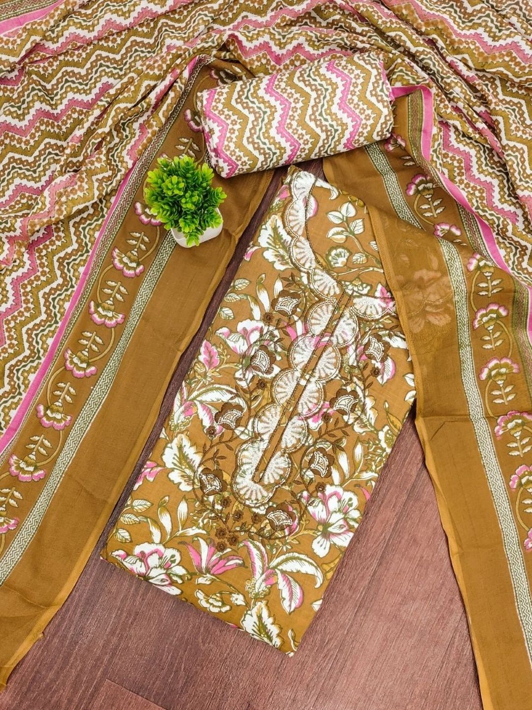 Panzora Embroidered Pure Cotton Unstitched Dress Material