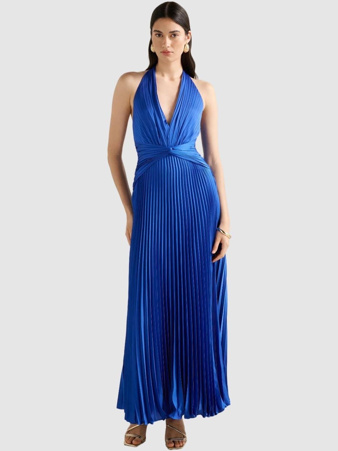 Halter Neck Fit & Flare Maxi Dress